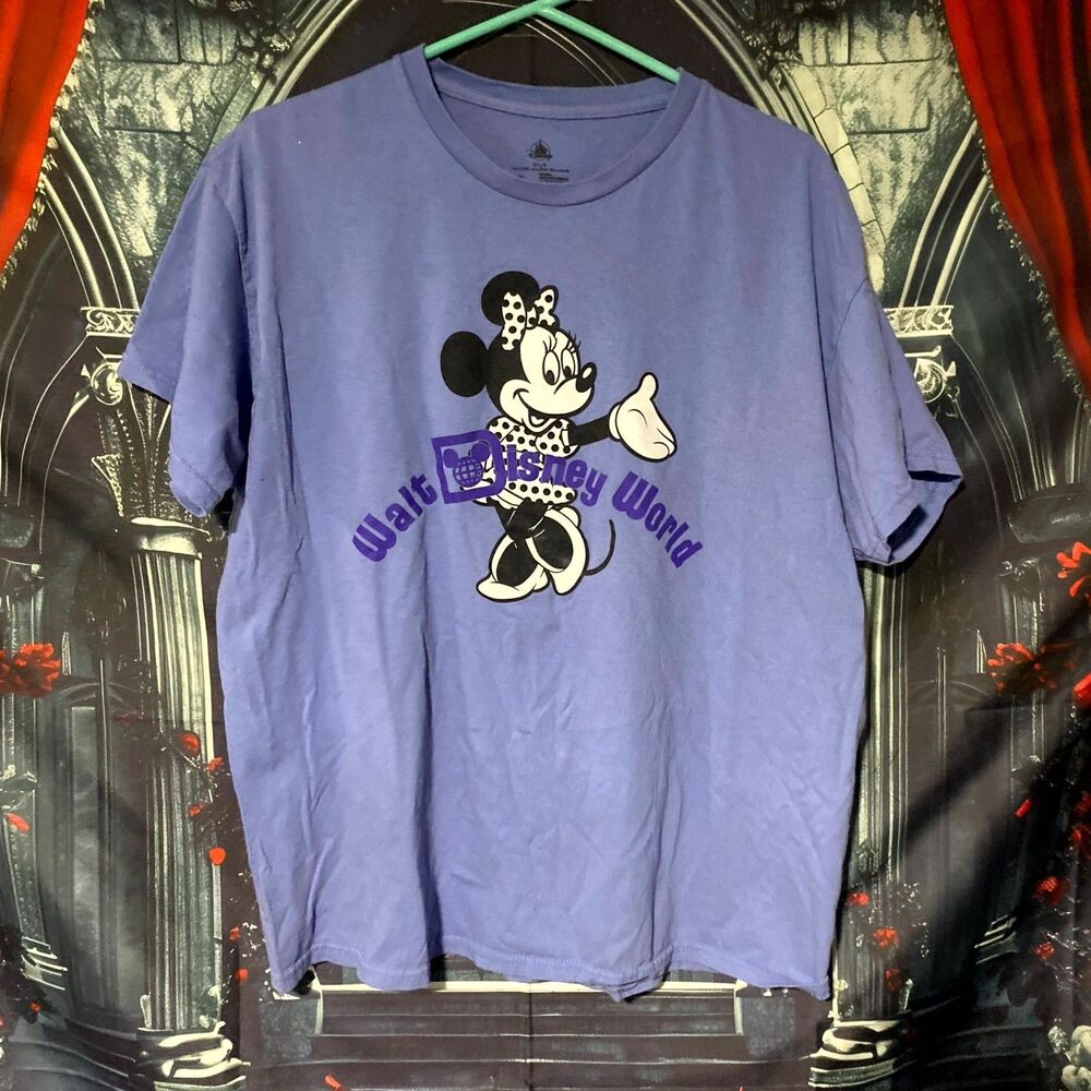 Walt Disney World T-Shirt Women's L Purple Cotton Minnie Mouse Graphic Print
